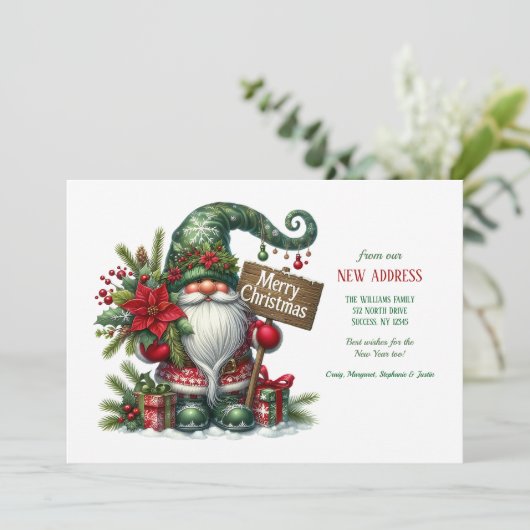 Kerstkabouter Vakantie verhuisbericht  Kaart (Staand voorkant)