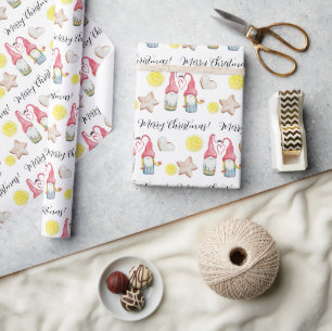 Kerstkabouter Verliefd Aquarel Handgeschilderd Cadeaupapier