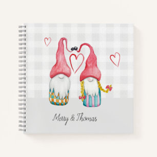 Kerstkabouter Verliefd Watercolor Handgeschilderd Notitieboek