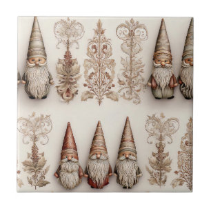 Kerstkabouter Vintage Waterverf Kerstpatroon Tegeltje