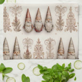 Kerstkabouter Vintage Waterverf Kerstpatroon Theedoek (Gevouwen)