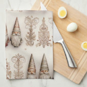 Kerstkabouter Vintage Waterverf Kerstpatroon Theedoek (Quarter Fold)