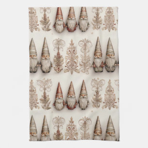 Kerstkabouter Vintage Waterverf Kerstpatroon Theedoek