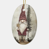 Kerstkabouter voor de Feestdagen Keramisch Ornament (Links)