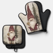 Kerstkabouter voor de feestdagen ovenwant & pannenlap set (Voorkant / Achterkant)