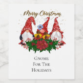 Kerstkabouter voor de feestdagen trendy wijn etiket (Enkel label)
