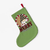 Kerstkabouter vrolijk kerstgroen kleine kerstsok (Achterkant (Hangend))