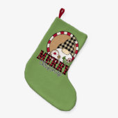 Kerstkabouter vrolijk kerstgroen kleine kerstsok (Voorkant (Hangend))