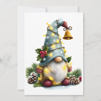 Kerstkabouter - Whimsieke kabouter met lichten Feestdagenkaart