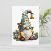 Kerstkabouter - Whimsieke kabouter met lichten Feestdagenkaart (Staand voorkant)
