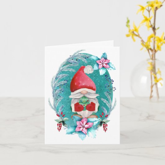 Kerstkabouterkaart Kaart (Gele Bloem)