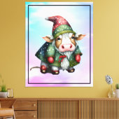 Kerstkabouterkoe Design-83456 Canvas Afdruk (Insitu (Woonkamer))