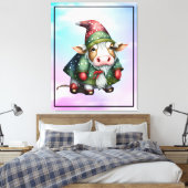 Kerstkabouterkoe Design-83456 Canvas Afdruk (Insitu (Slaapkamer))