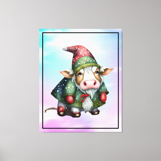 Kerstkabouterkoe Design-83456 Canvas Afdruk (Voorkant)