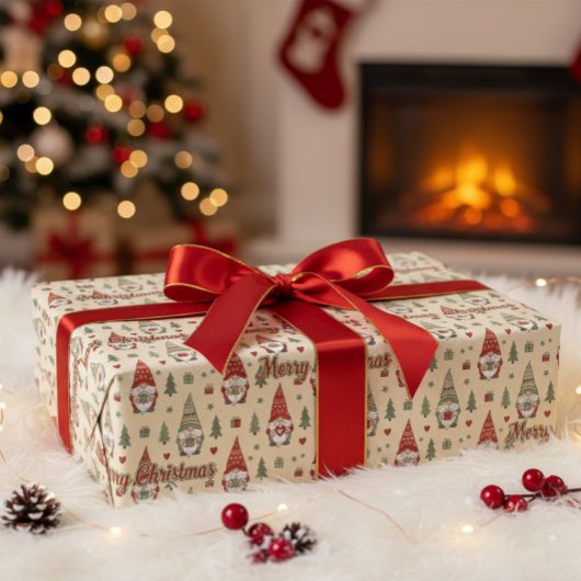 Kerstkabouterpatroon Inpakpapier
