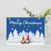 Kerstkabouters Besneeuwd Bos Vakantiewenskaart Feestdagenkaart (Staand voorkant)