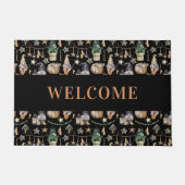 Kerstkabouters boerderij huis zwart deurmat (Voorkant)
