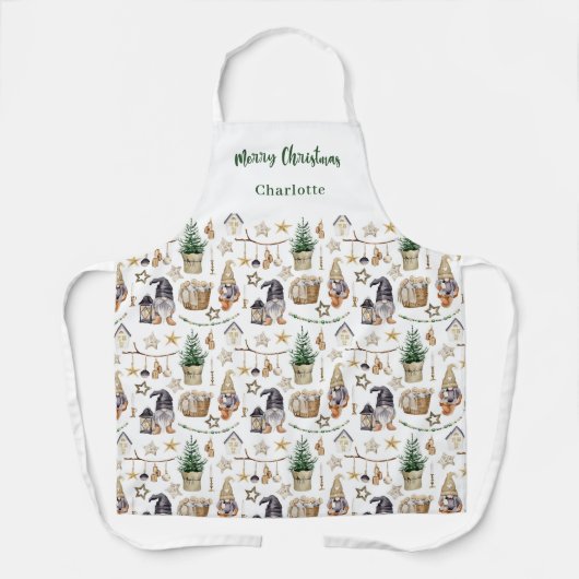 Kerstkabouters boerderij naam script schort (Voorkant)