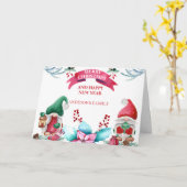 Kerstkabouters en Poinsettia Kaart (Gele Bloem)