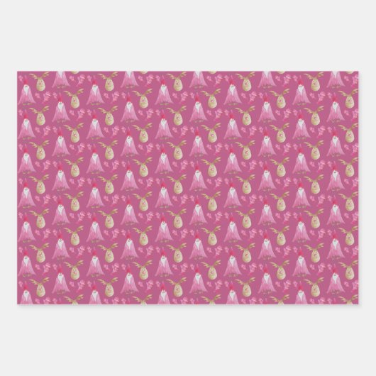 Kerstkabouters en rendieren met handschoenen inpakpapier vel (Voorkant)