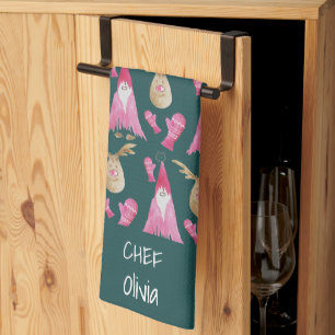 Kerstkabouters en rendieren met handschoenen theedoek