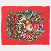Kerstkabouters Fleece Deken (Voorkant (Horizontaal))