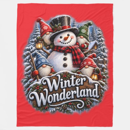 Kerstkabouters Fleece Deken (Voorkant)