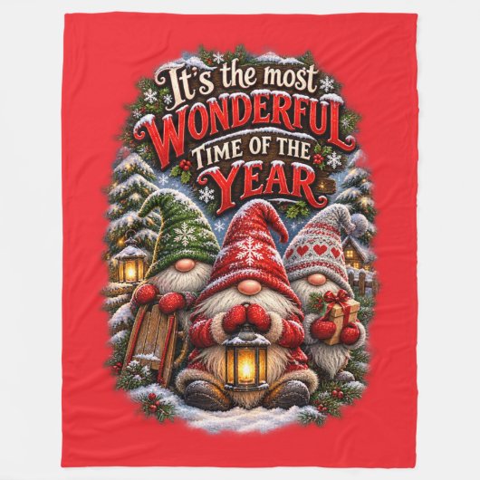 Kerstkabouters Fleece Deken (Voorkant)