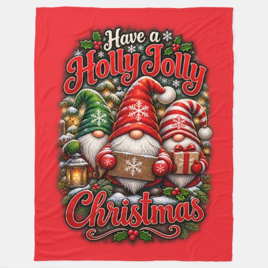 Kerstkabouters Fleece Deken (Voorkant)