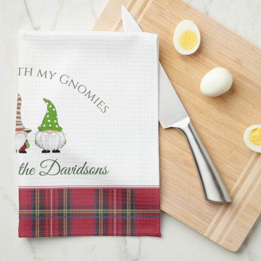 Kerstkabouters gepersonaliseerde naam Kerstmis Theedoek (Quarter Fold)