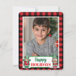 Kerstkabouters geruit (voeg uw foto toe) vakantie  feestdagenkaart