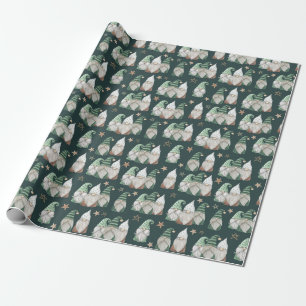 Kerstkabouters Groen Goud Trend Scandinavisch Cadeaupapier