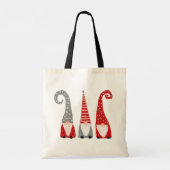 Kerstkabouters Handgetekend Rood Wit Grijs Tote Bag (Achterkant)