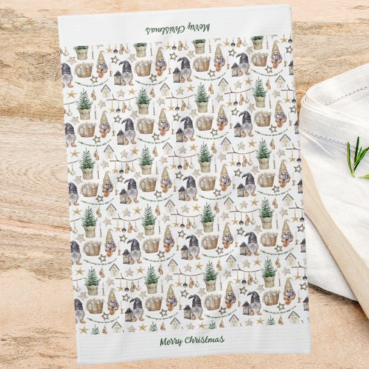 Kerstkabouters in noordse boerderijstijl theedoek