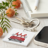 Kerstkabouters in Petten Rode Vrachtwagen Vakanti Sleutelhanger (Voorkant Rechts)