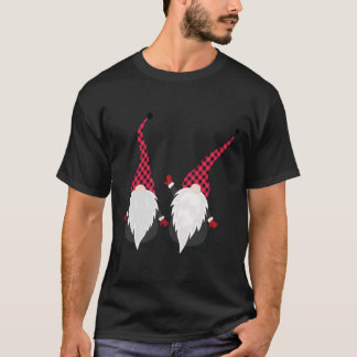 Kerstkabouters in rood geruite twee kabouters ontw t-shirt