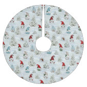 Kerstkabouters in Sneeuw Waterverf Vakantie Kerstboom Rok (Voorkant)