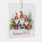 Kerstkabouters in sneeuwvlokken keramisch ornament (Rechts)