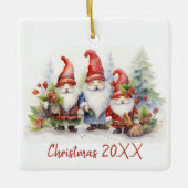 Kerstkabouters in sneeuwvlokken keramisch ornament (Voorkant)