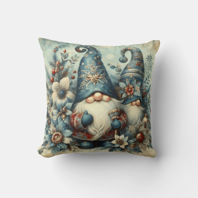 Kerstkabouters in vintage stijl kussen (Voorkant)