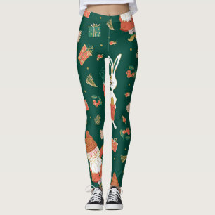 Kerstkabouters, konijnenvakantiepatroon. leggings