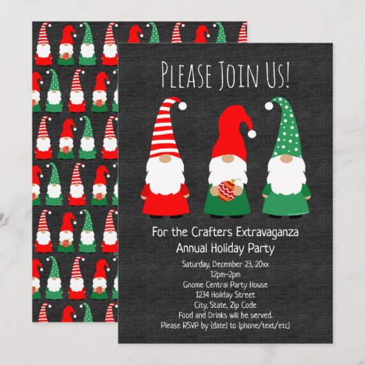 Kerstkabouters Leuke Vakantiefeest Uitnodiging (Voorkant / Achterkant)