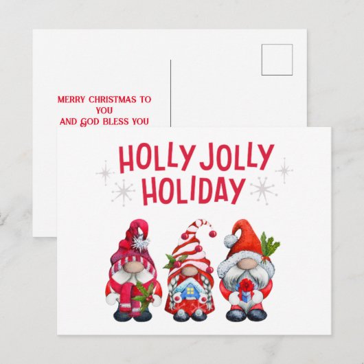 Kerstkabouters met een feestelijke uitstraling    feestdagenkaart (Voorkant / Achterkant)