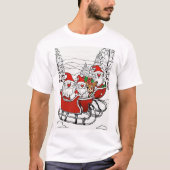 Kerstkabouters met slee en rendier - Feestelijk T-shirt (Voorkant)