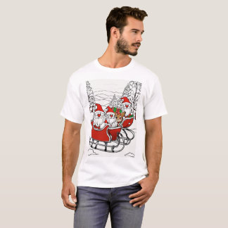 Kerstkabouters met slee en rendier - Feestelijk T-shirt