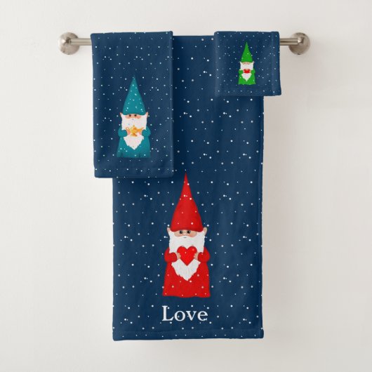Kerstkabouters op Blauw Bad Handdoek (Insitu)