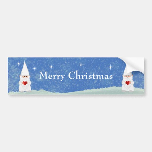 Kerstkabouters op Lichtblauw Bumpersticker (Voorkant)