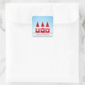 Kerstkabouters op Lichtblauw Vierkante Sticker (Tas)