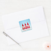 Kerstkabouters op Lichtblauw Vierkante Sticker (Envelop)