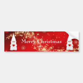 Kerstkabouters op rode bumpersticker